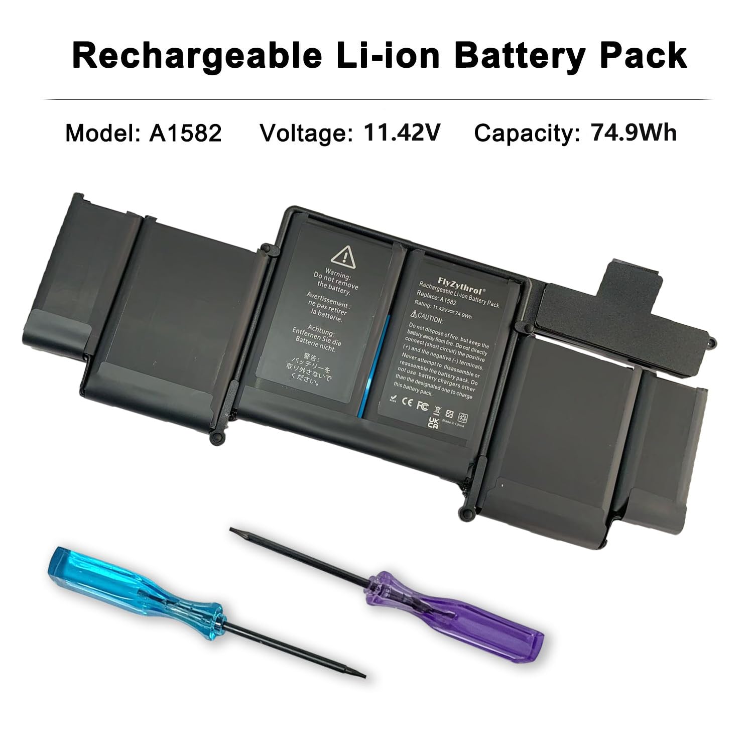 FlyZythrol A1582 A1502 battery compatible with Macbook pro Retina